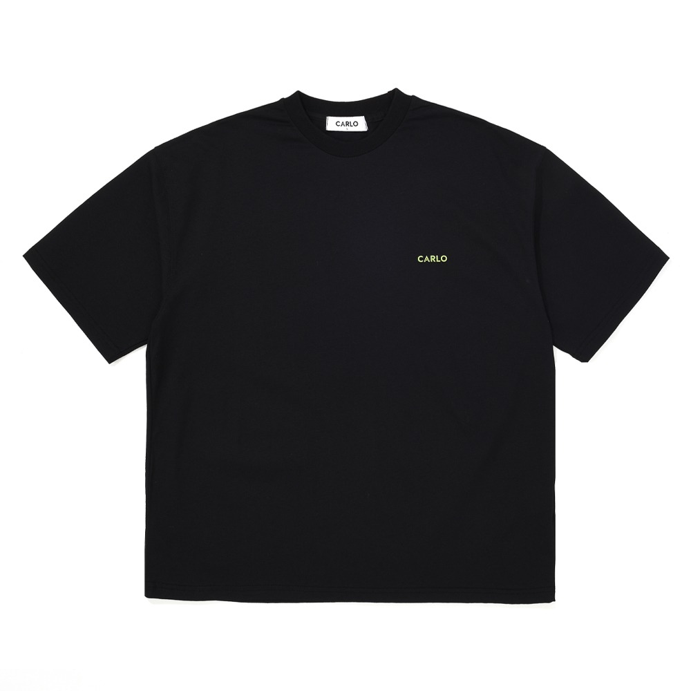 ECOGRAM 에코그램 [까를로] Green Slogan T-shirts_Black fashion