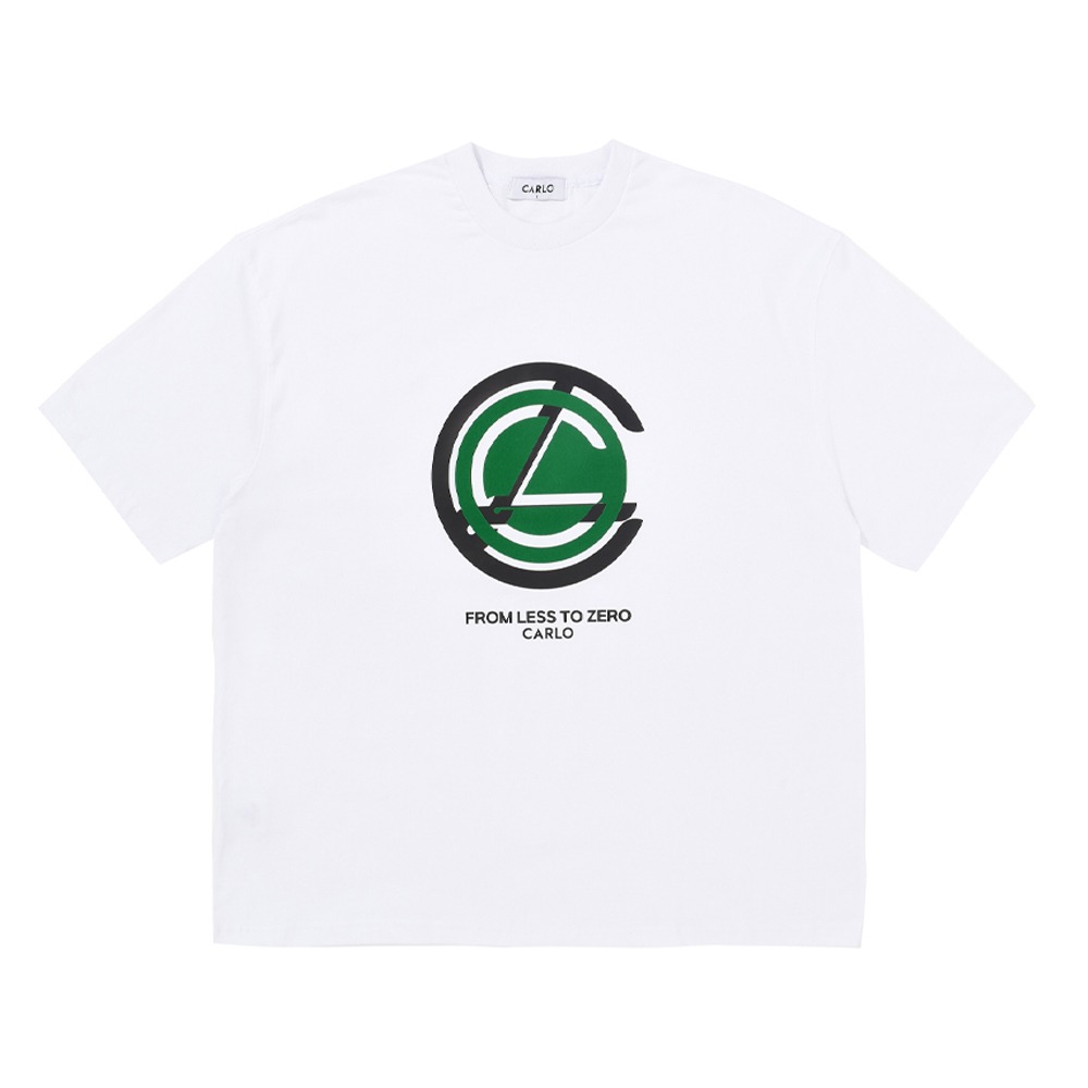 [까를로] Over Lap Logo T-shirts_White fashion