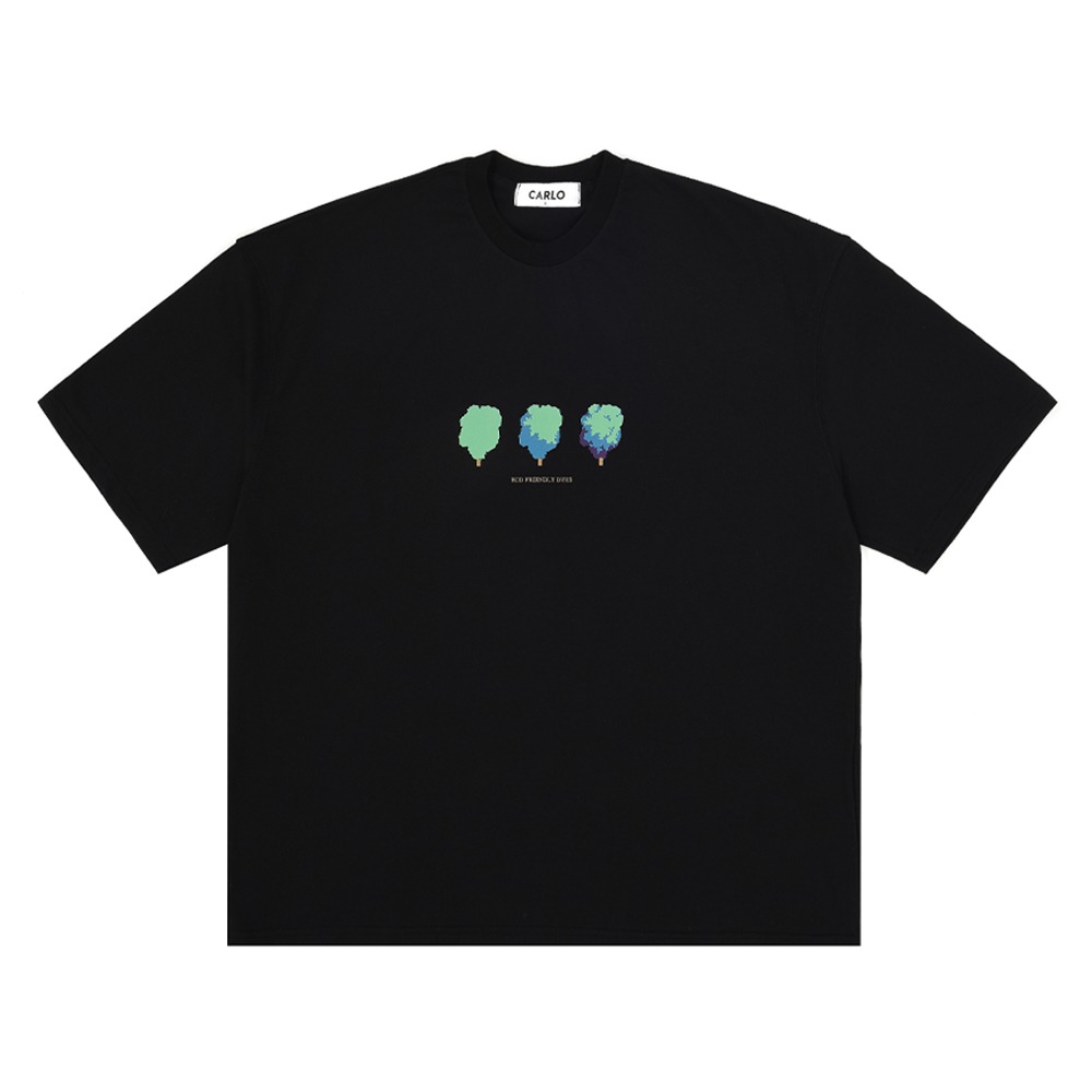 [까를로] Eco Dyes Tree T-shirts_Black fashion