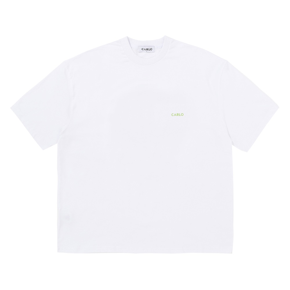 [까를로] Green Slogan T-shirts_White fashion