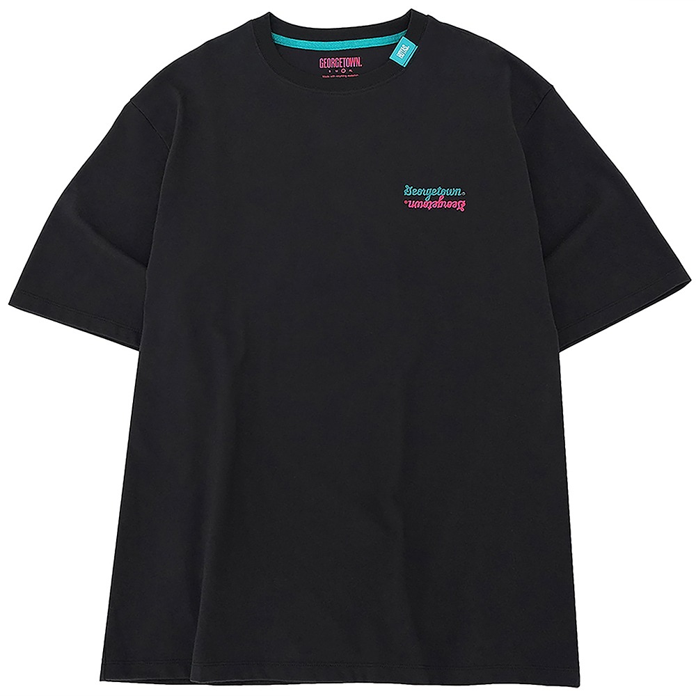 [조지타운] 그린넥 로고 반팔 티셔츠 블랙 fashion