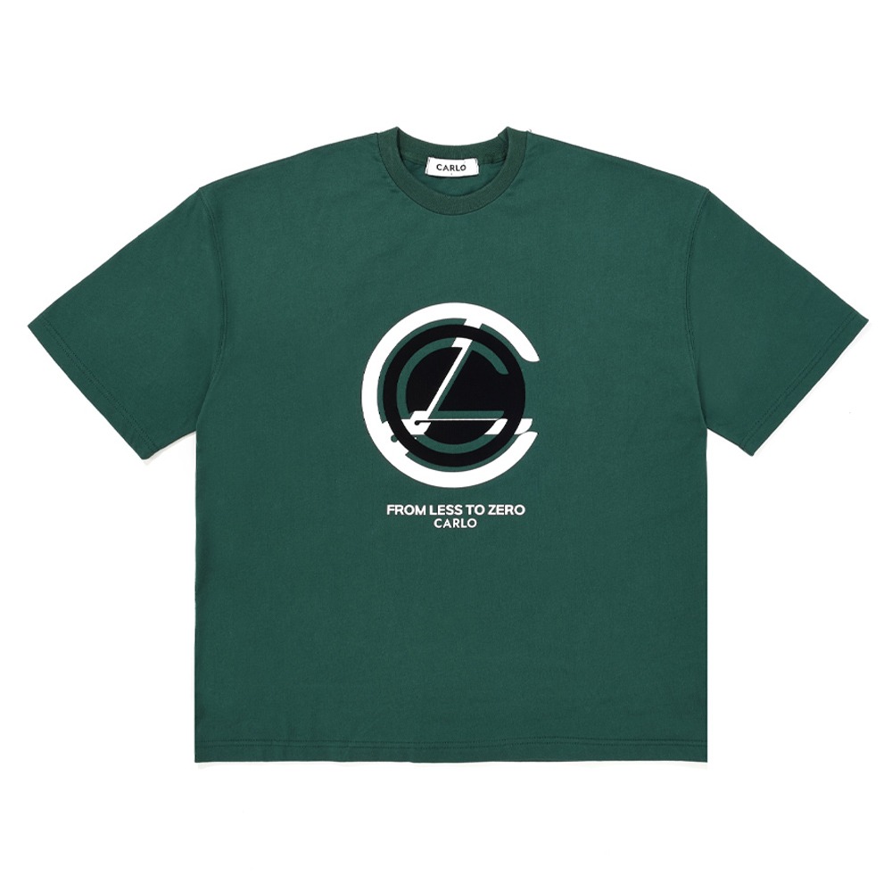 [까를로] Over Lap Logo T-shirts_Green fashion