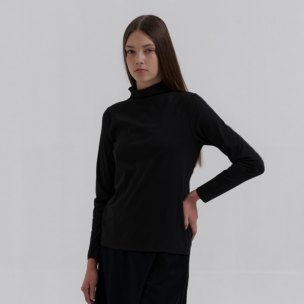 ECOGRAM 에코그램 [아유] silket cotton turtle neck top_BLACK fashion