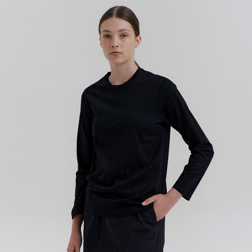 ECOGRAM 에코그램 [아유] silket cotton T-shirts_BLACK fashion