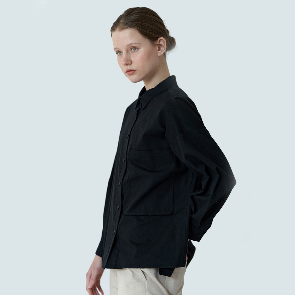 ECOGRAM 에코그램 [아유] big pocket shirt-black fashion