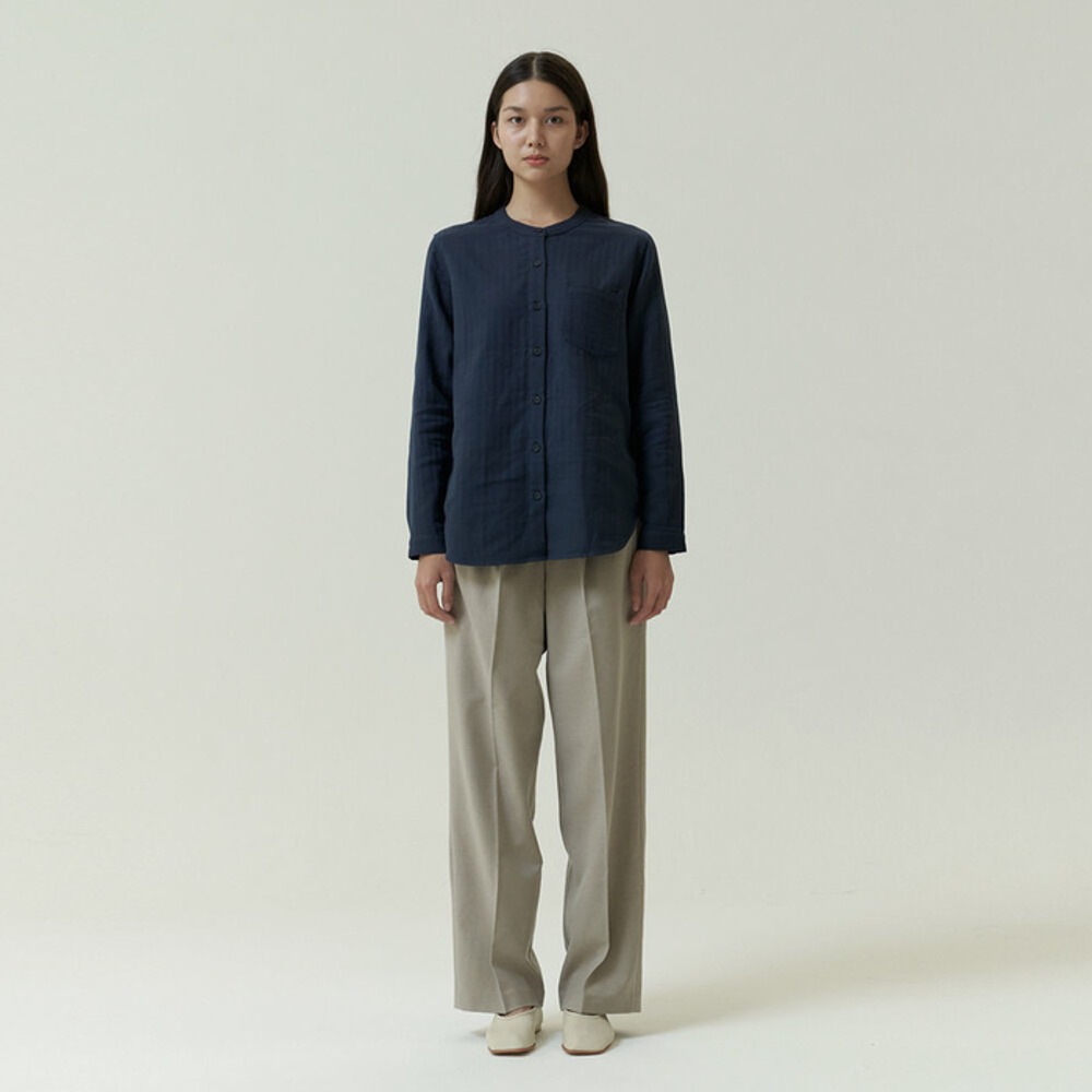 ECOGRAM 에코그램 [아유] round cotton shirt-navy fashion