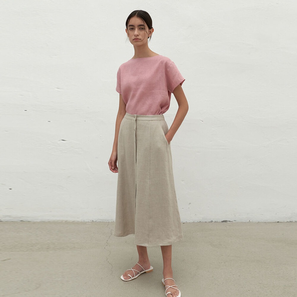 ECOGRAM 에코그램 [아유] linen button skirt-cream fashion