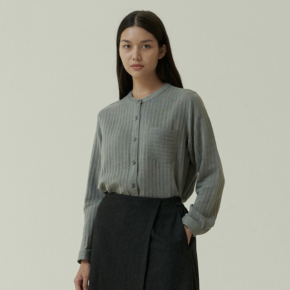 [아유] round cotton shirt-gray fashion