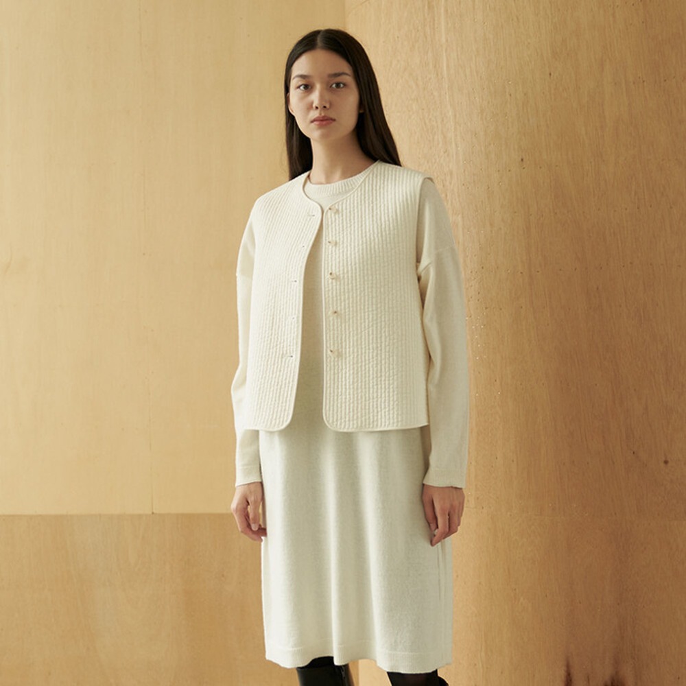 ECOGRAM 에코그램 [아유] cotton quilted vest-ivory fashion