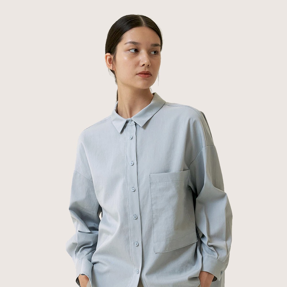ECOGRAM 에코그램 [아유] big pocket shirt-blue fashion