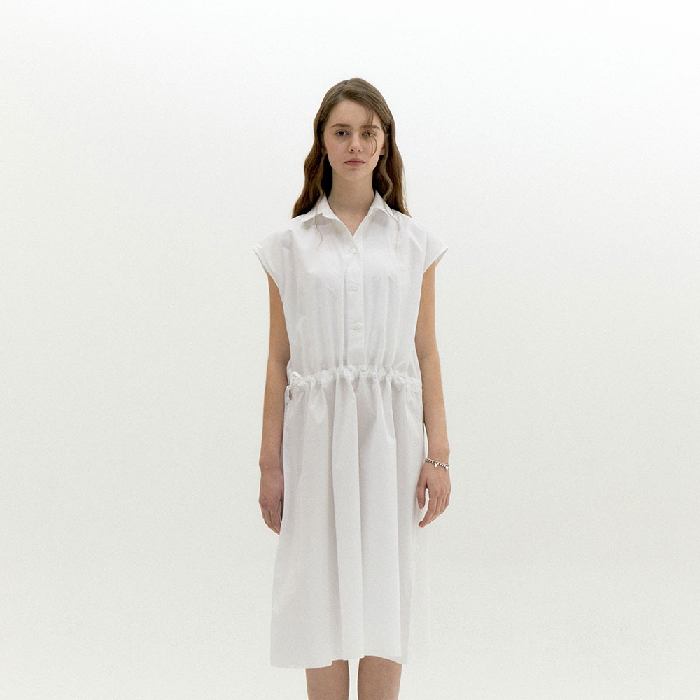 ECOGRAM 에코그램 [디어라이프] 허리 스트링 셔츠 드레스 오프화이트 fashion