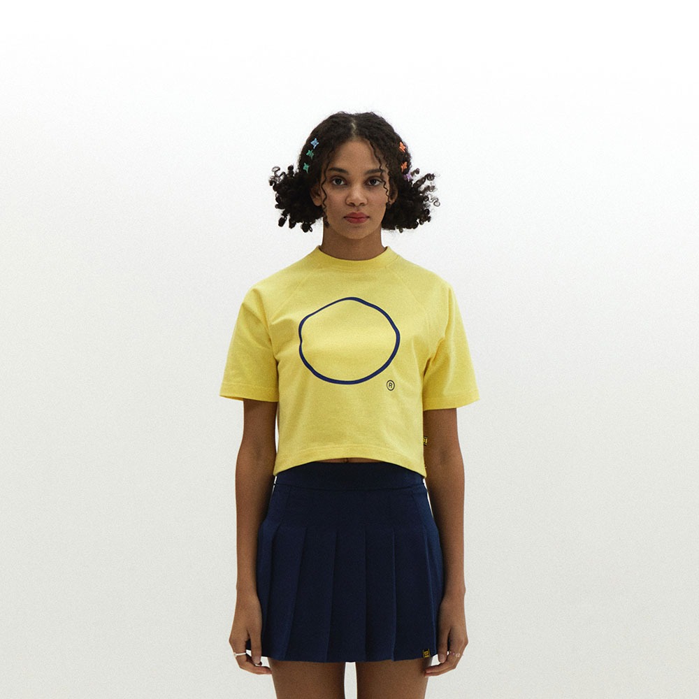 ECOGRAM 에코그램 [디어라이프] 레글런 크롭티셔츠 레몬옐로우 fashion