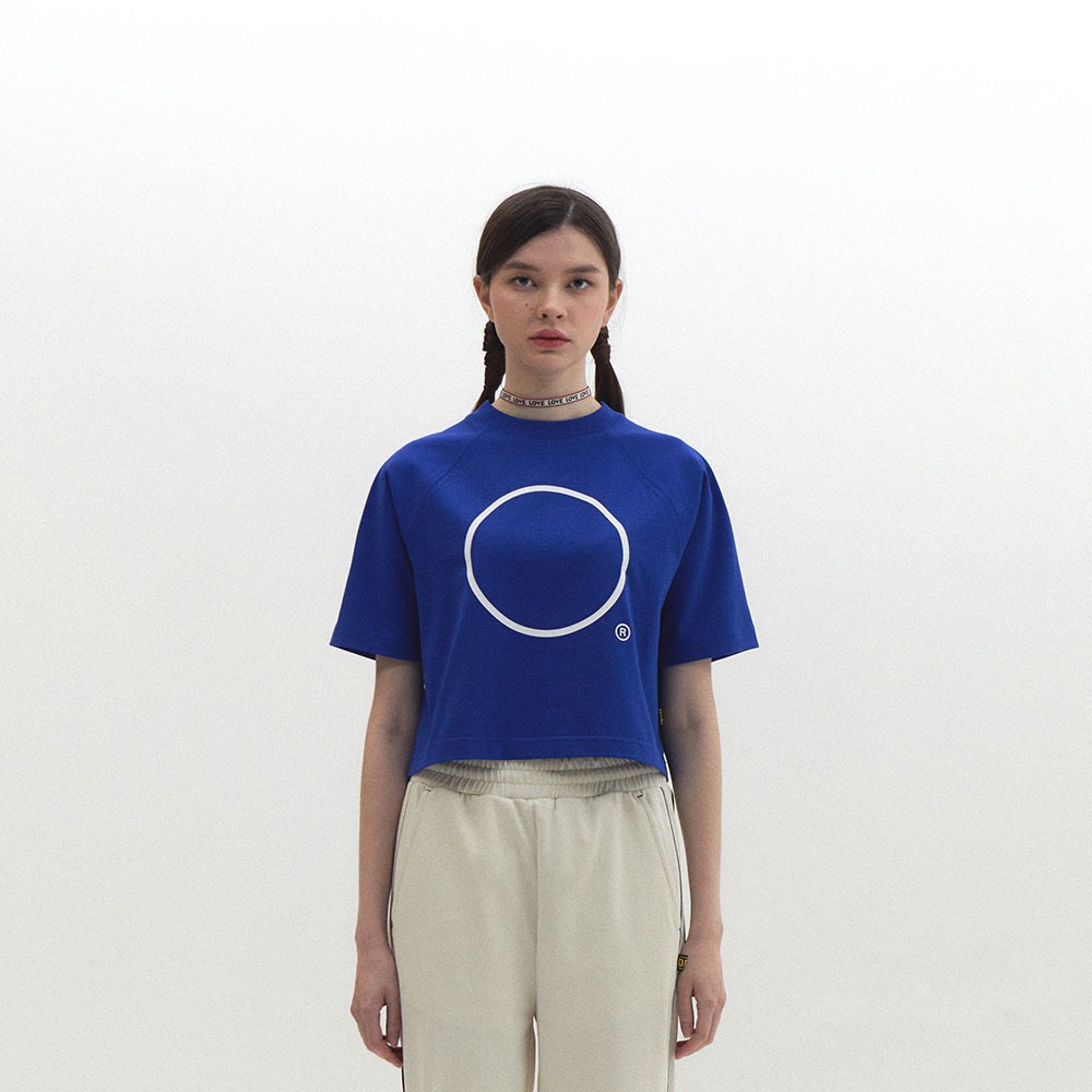 ECOGRAM 에코그램 [디어라이프] 레글런 크롭티셔츠 블루 fashion