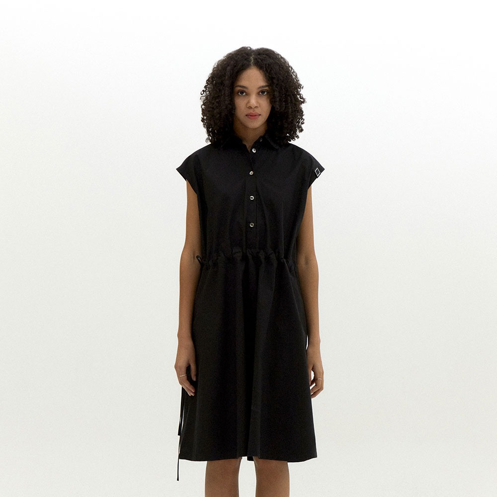 ECOGRAM 에코그램 [디어라이프] 허리 스트링 셔츠 드레스 블랙 fashion