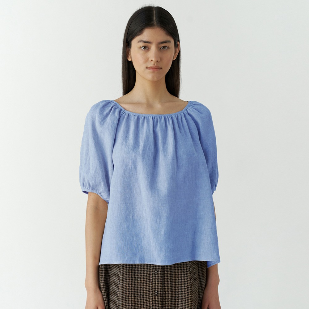ECOGRAM 에코그램 [아유] linen neck shirring blouse fashion