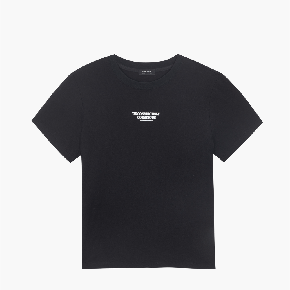 ECOGRAM 에코그램 [위레브] 슬로건 로고 티셔츠 - 블랙 fashion