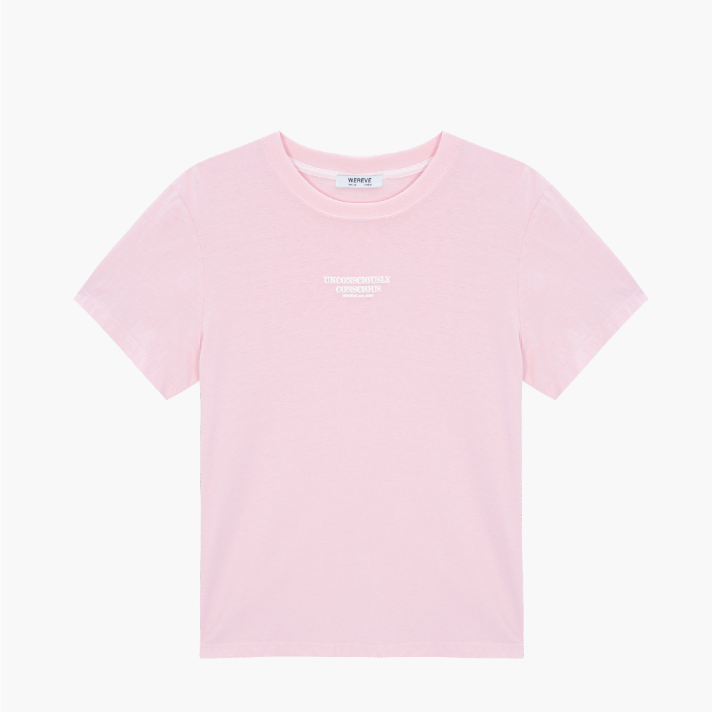 ECOGRAM 에코그램 [위레브] 슬로건 로고 티셔츠 - 베이비 핑크 fashion