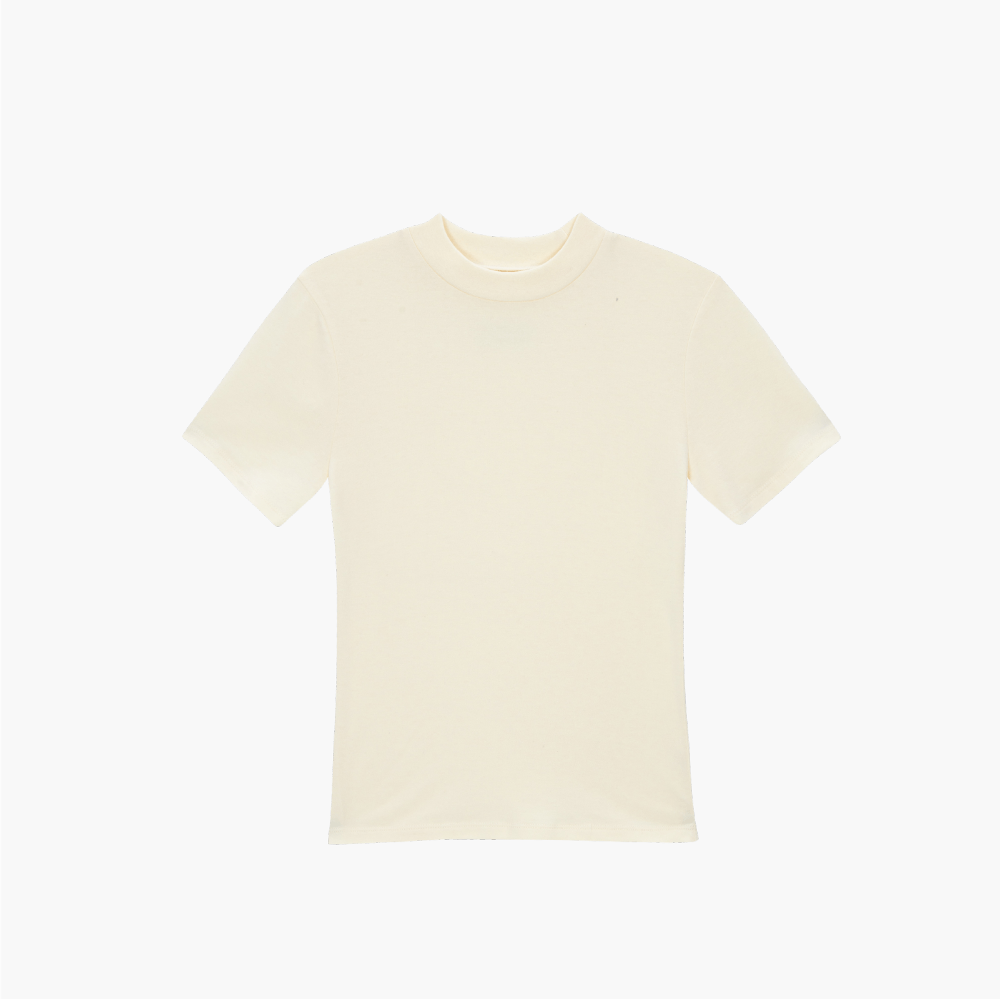 ECOGRAM 에코그램 [위레브] 백라벨 슬림 티셔츠 - 크림 fashion