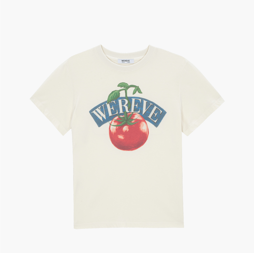 ECOGRAM 에코그램 [위레브] 오가닉 코튼 토마토 프린팅 티셔츠 - 크림 fashion